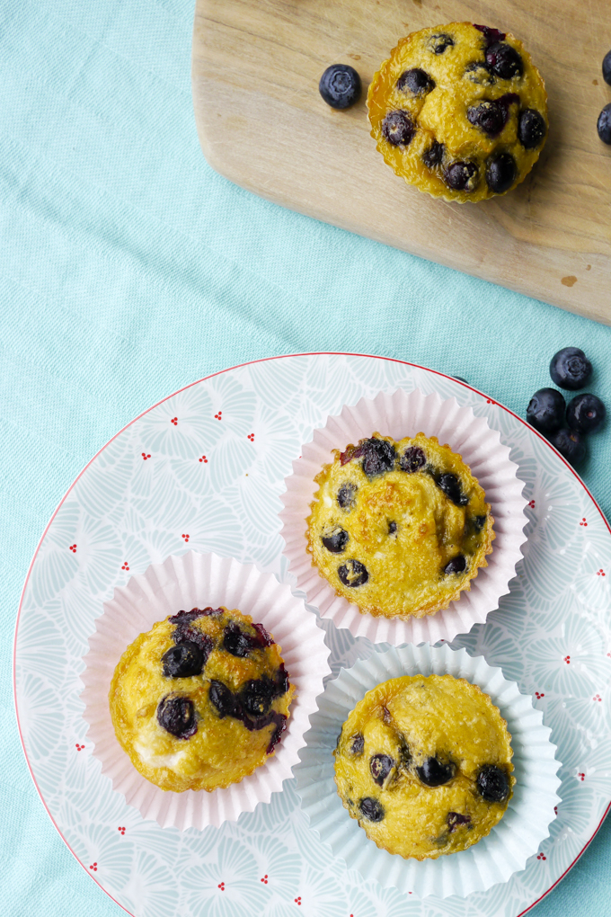 Fast Low Carb Muffins with blueberries and grated coconut 