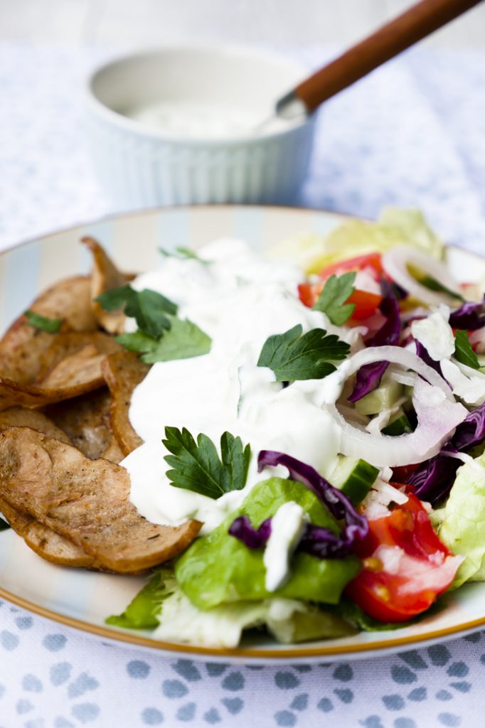 Low Carb Doner Salad with Kebab and Tzatziki